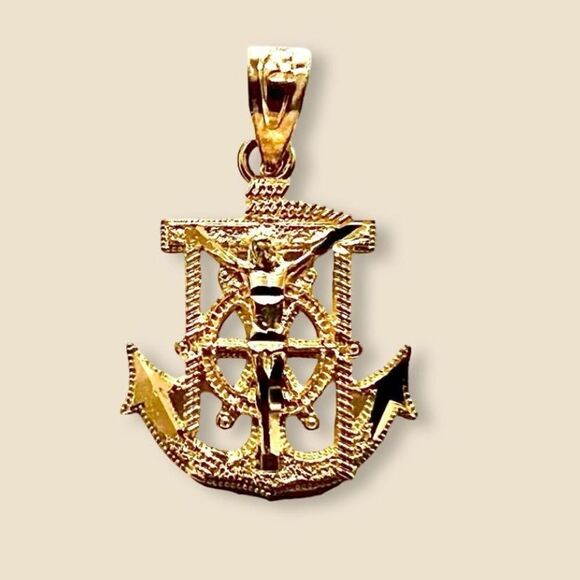 tehrani jewelry Jewelry - 14k Solid Gold anchor Charm | Religious Charm | Birthday Gift | Real Gold |